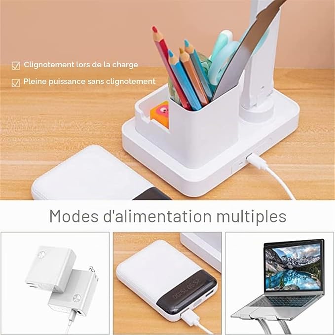 Dual Head LED Desk Lamp with Clock & Temperature Display