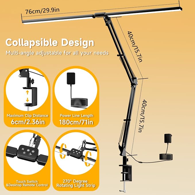 Dual Head LED Desk Lamp 2400LM | Remote Controlled 24W