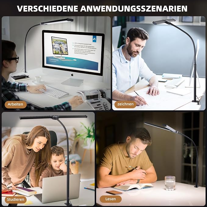LED Double Head Desk Lamp White | 25 Lighting Modes